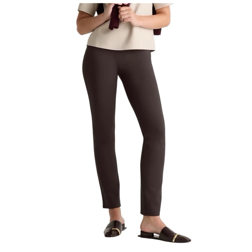 Quince Ultra-Stretch Ponte Straight Leg Pants Espresso XL New W/o Tags Brown